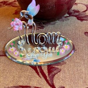 Love You Mom glass art
